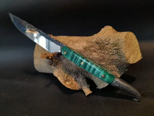 [CuisineBrutVert001] Couteau de cuisine brut de forge vert